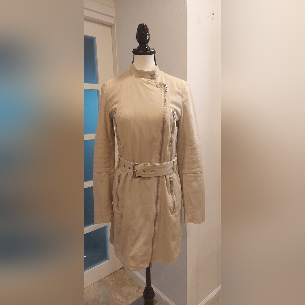 Women's Beige Belted Jacket